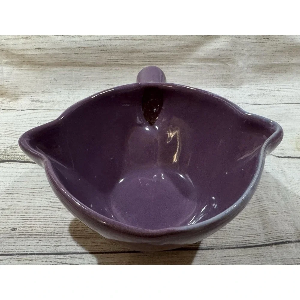 Vintage BB Bybee Pottery KY Purple Double Spout Lug Handle Gravy Bowl Handmade